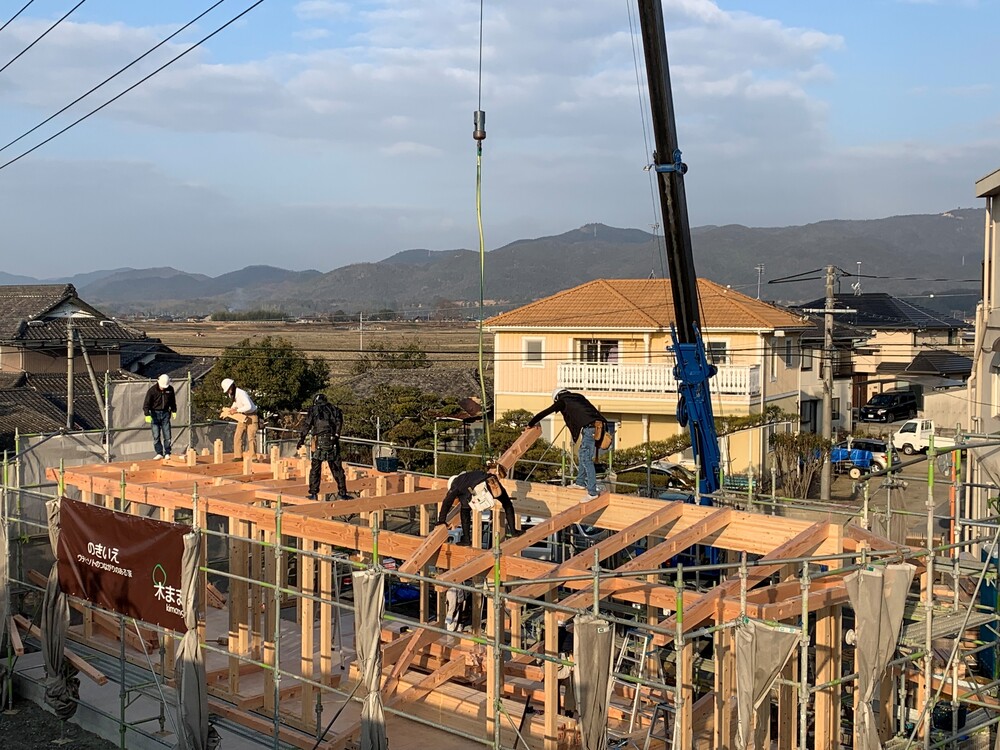 平屋　木まま　新築住宅 木工事