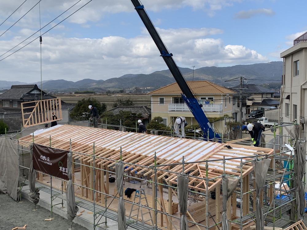 平屋　木まま　新築住宅 木工事