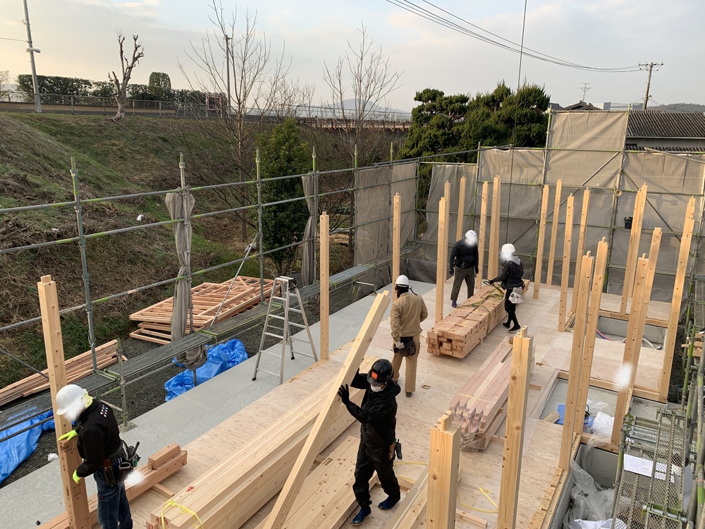 平屋　木まま　新築住宅 木工事